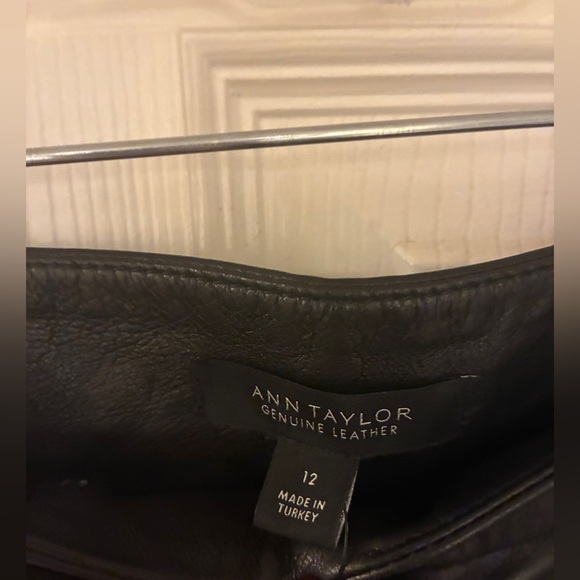 Ann Taylor Dark Brown Leather Flare Pants Size 12 - Picture 7 of 7